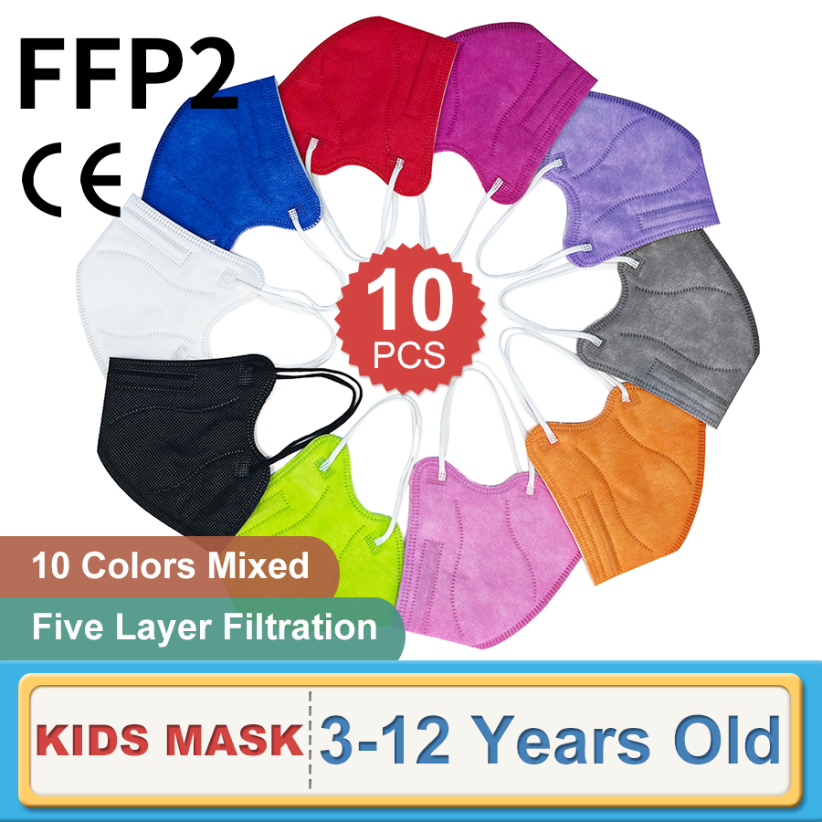 Kn95 Respirator Mask - 子供用フィルター付きフェイスマスク,保護マスクkn95,3〜12層,10ユニット
