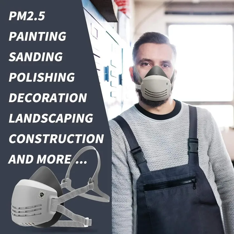 Dust Mask Construction - フィルター付きハーフフェイスマスク,綿レスピレーター,工業用,建設,ほこり,霧,安全,ガス,20個