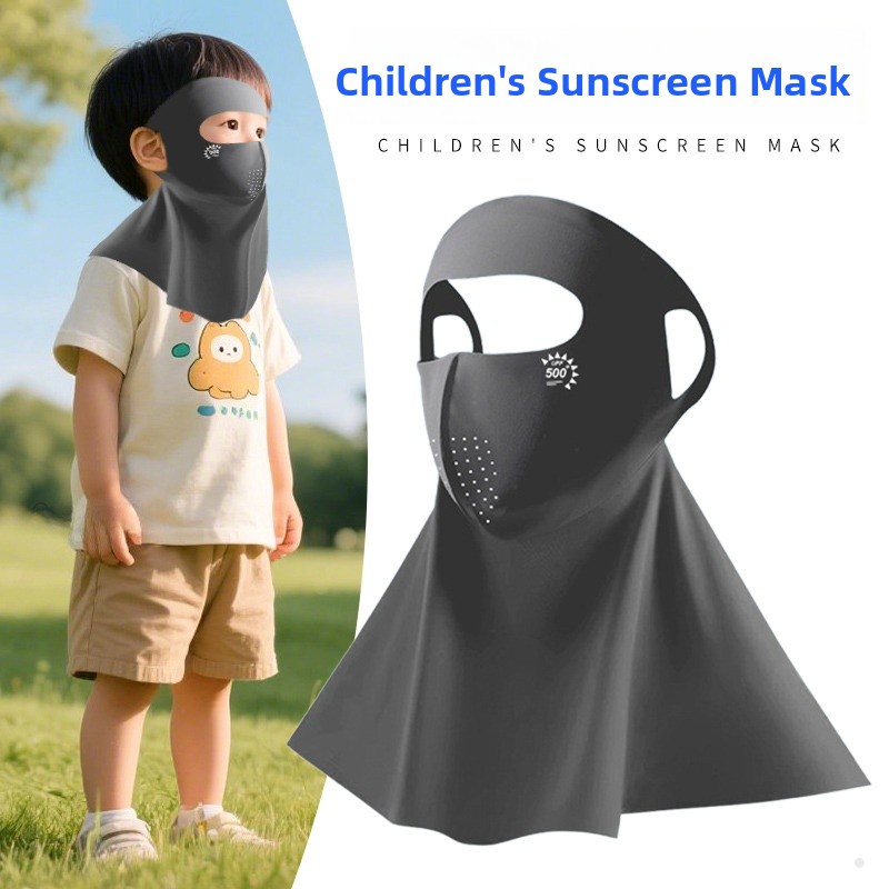 Kids Face Mask - 夏の日焼け防止フェイスマスク フルフェイスカバー ネックプロテクター アウトドア アイケア UV保護