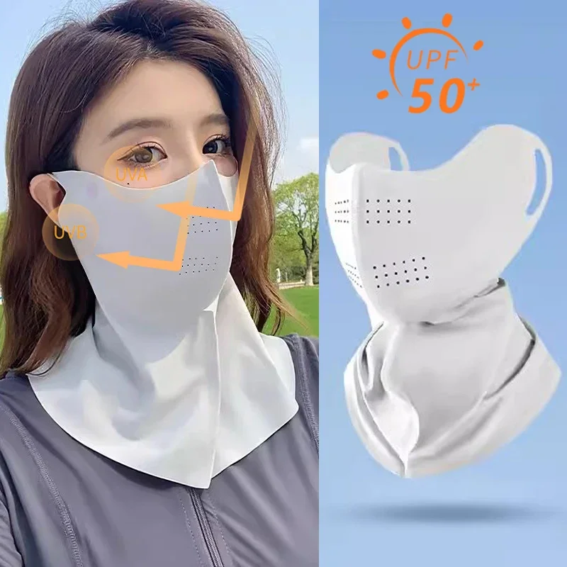Sports Mask Breathable - UV保護アイスシルクフェイスマスクネックスカーフアウトドアスポーツランニングスカーフ薄型通気性ネックゲイター防塵男性女性マスク