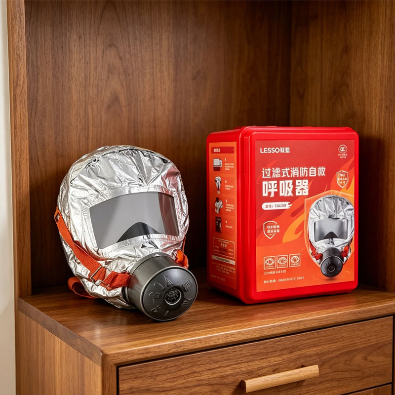 Kn95 Respirator Mask - 脱出用自己救助呼吸器 防火マスク 多層耐火フィルターマスク 簡単装着脱出用フード 防火フード 酸素マスク