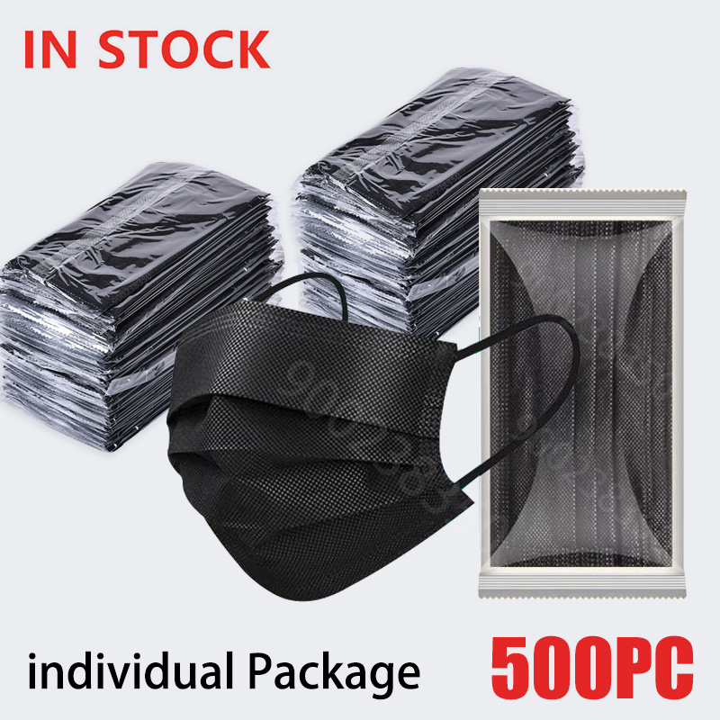 10-500 個大人マスク使い捨て個別個別パッケージマスクノ - Black Face Mask Pack のレビューと価格