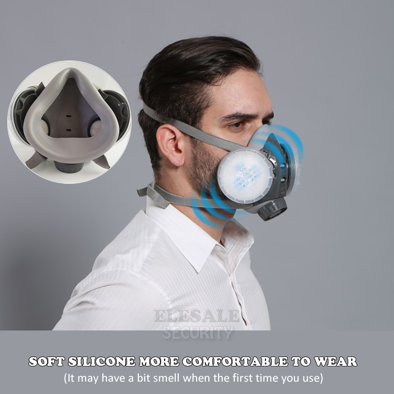 新しい防塵マスクフルフェイスマスクデュアル 4 層フィルター - Dust Mask Construction のレビューと価格