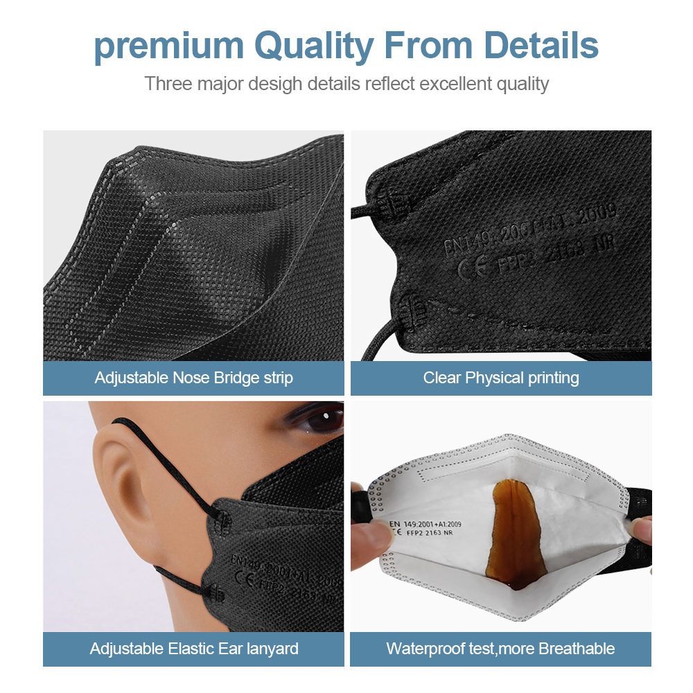 大人用魚型認定 KN95 FFP2 マスク 4 層黒生地マス - Anti Pollution Mask のレビューと価格