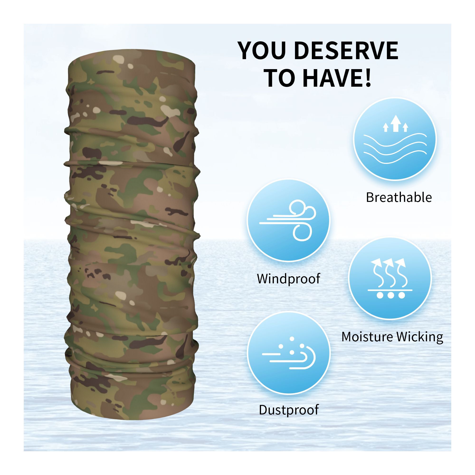 カスタム軍事迷彩柄バンダナネックウォーマー男性女性冬スキーハ - Neck Gaiter Face Cover のレビューと価格