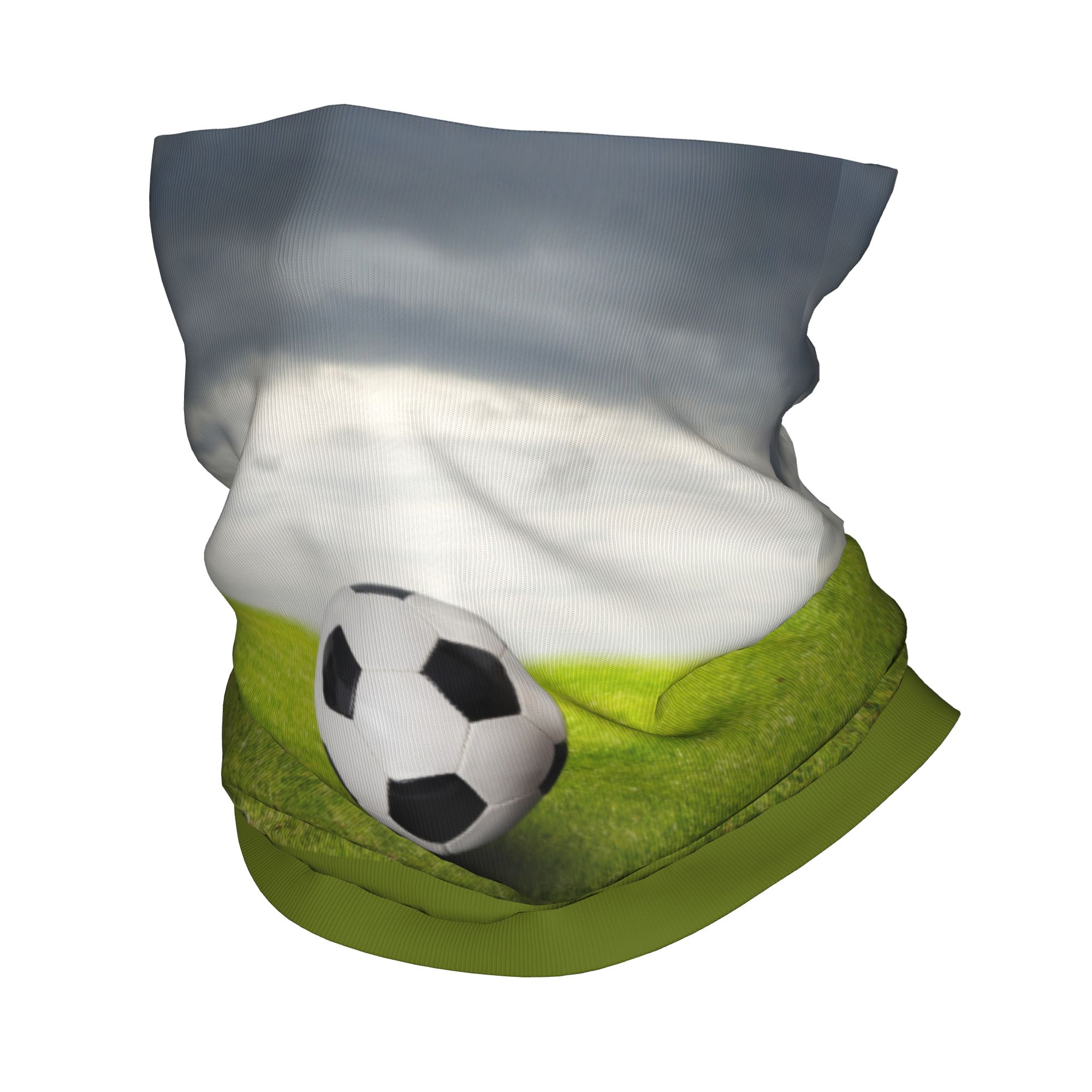 カスタムサッカーボールが草の上に置かれたバンダナネックゲイタ - Neck Gaiter Face Cover のレビューと価格