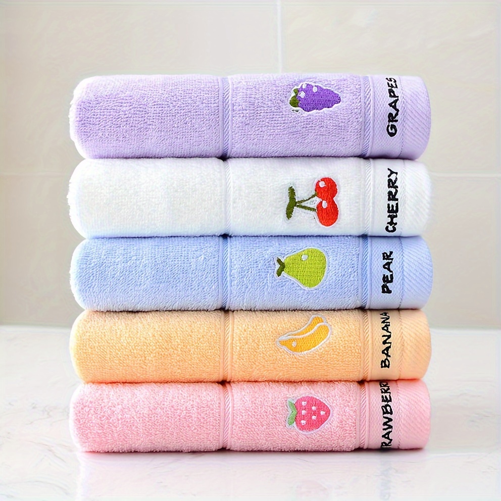 ランダムカラーのフルーツ柄タオル3枚、純綿子供用タオル、漫画 - Cloth Face Mask Washable のレビューと価格