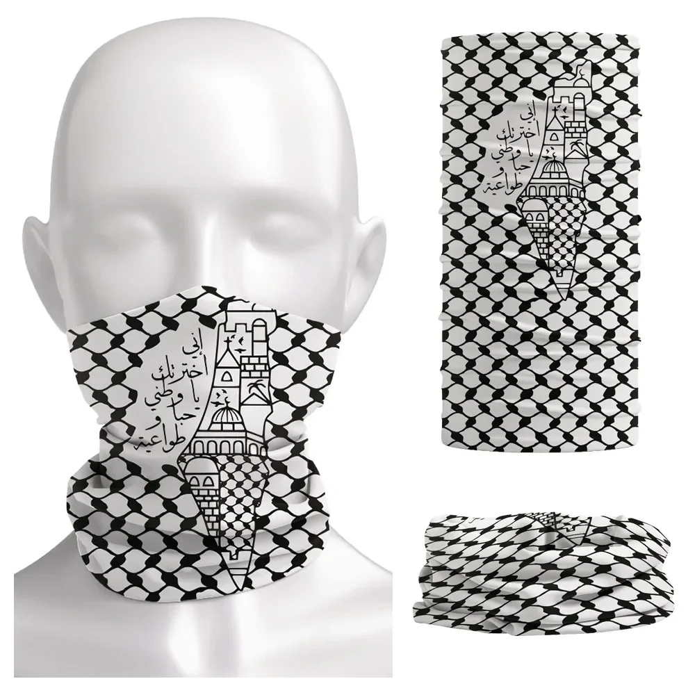 アラビア書道バンダナ フォークハッタ クフィヤ柄 ネックゲイ - Neck Gaiter Face Cover のレビューと価格